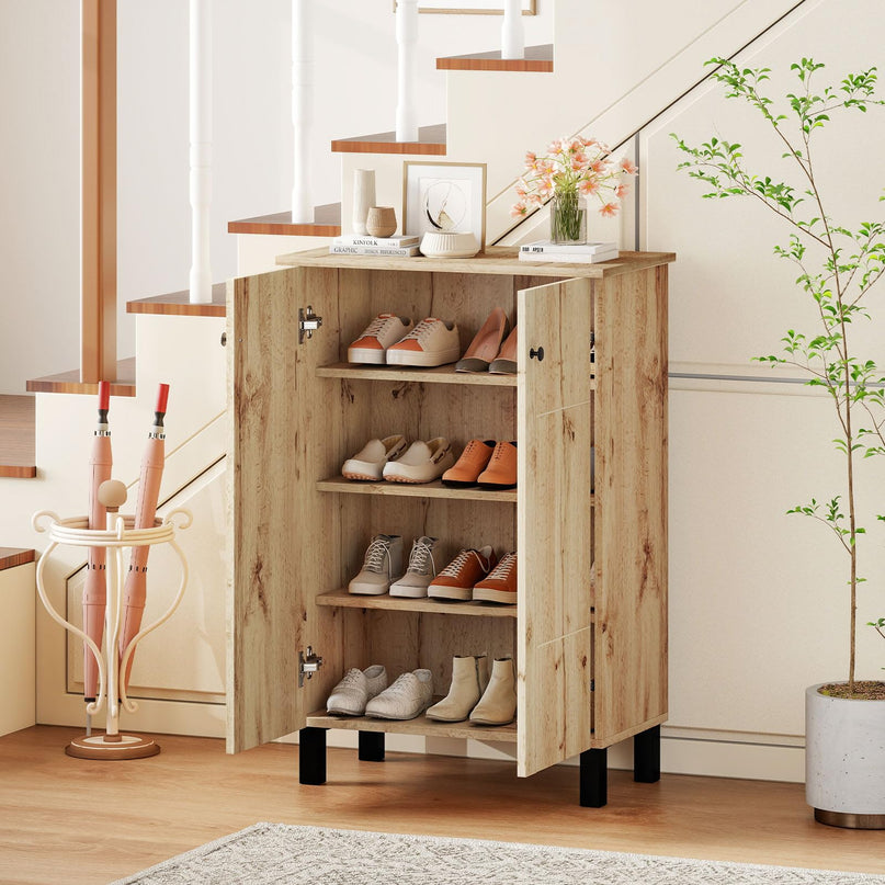 Giantex 4 Tier Narrow Shoe Rack Cabinet with Removable Shelves