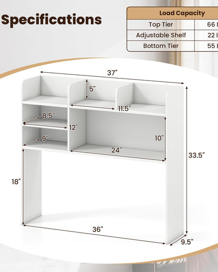 Giantex Desktop Bookshelf 37" Desk Hutch Dorm for Computer Up to 32 Inch
