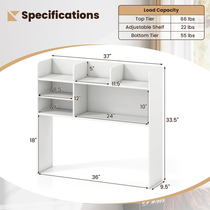 Giantex Desktop Bookshelf 37" Desk Hutch Dorm for Computer Up to 32 Inch