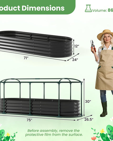 Giantex 6x2x1 FT Raised Garden Bed w/Greenhouse Cover