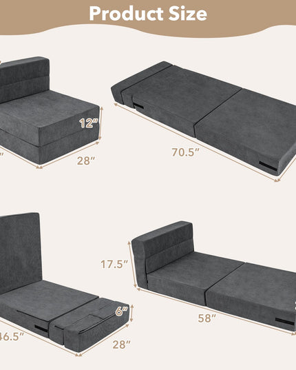 Giantex 4-in-1 Folding Sofa Bed Convertible Sleeper Chair for Adults