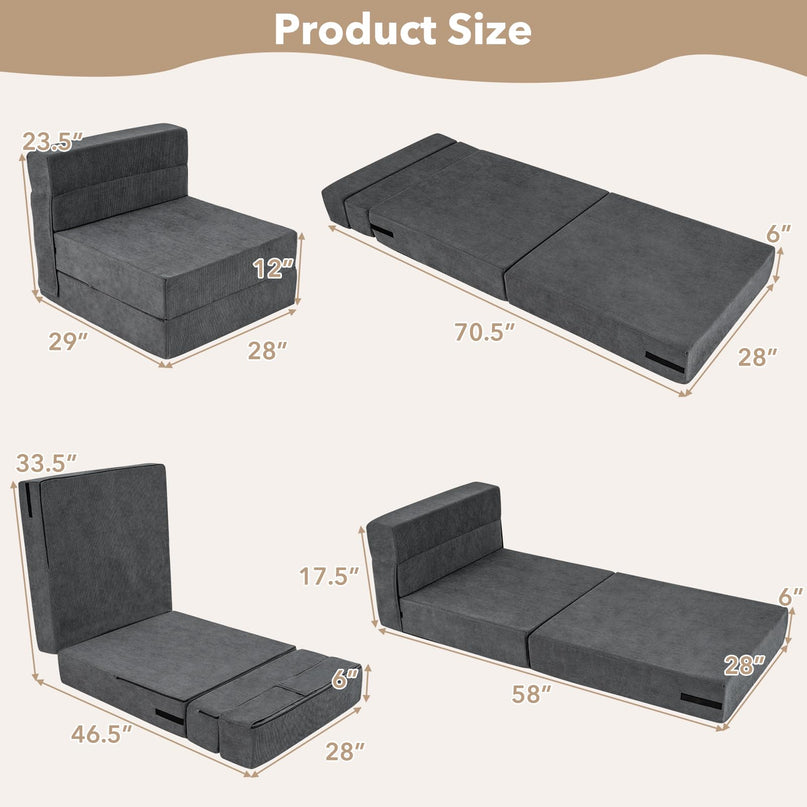 Giantex 4-in-1 Folding Sofa Bed Convertible Sleeper Chair for Adults