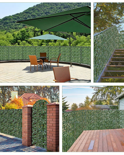 Artificial Hedges Faux Ivy Leaves Fence Decorative Trellis Privacy Fence Screen Mesh (59"x95")