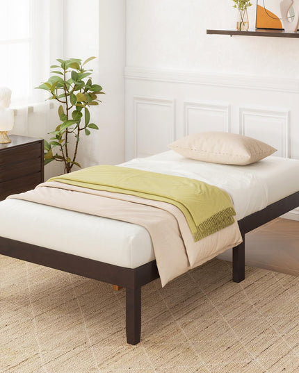 Giantex 14 Inch Twin Wood Platform Bed Frame, Minimalist Twin Bed Frame with Wooden Slats Support & Rubber Wood Legs