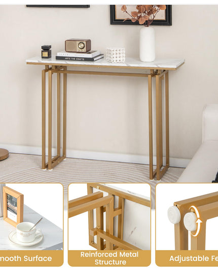 Giantex 43.5" Console Table for Entryway - Faux Marble Sofa Table