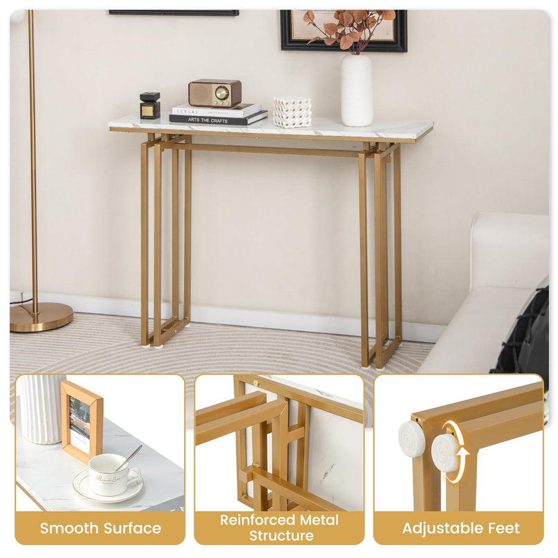 Giantex 43.5" Console Table for Entryway - Faux Marble Sofa Table