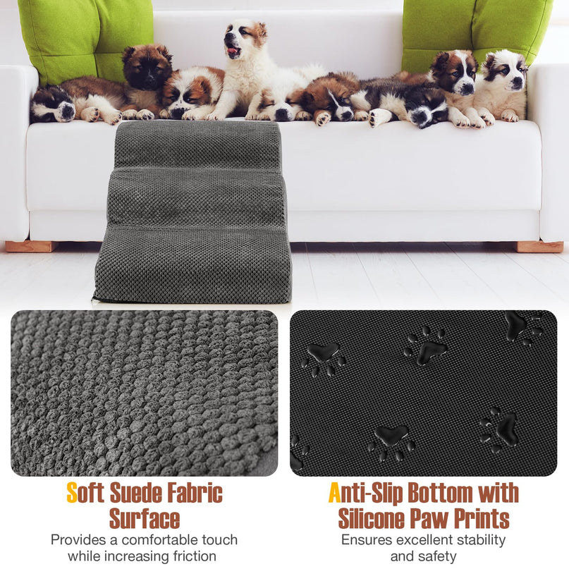 Giantex Dog Ramp Stairs for Bed 3 Tiers Foam Pet Steps for Small Dogs