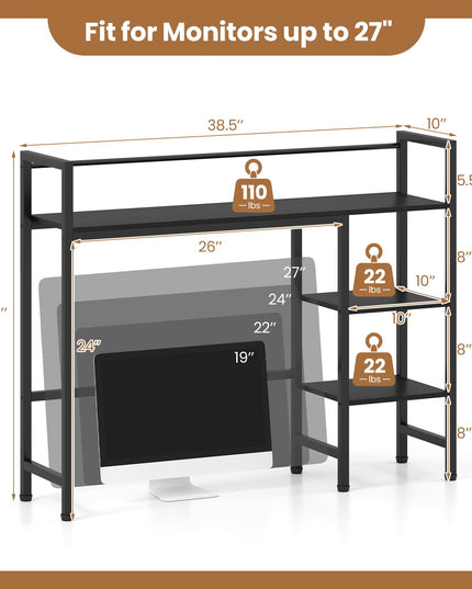 Giantex Desktop Bookshelf | 38.5" Dorm Desk Hutch for 27" Monitor
