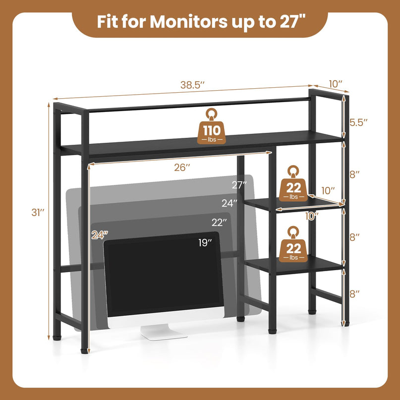 Giantex Desktop Bookshelf | 38.5" Dorm Desk Hutch for 27" Monitor