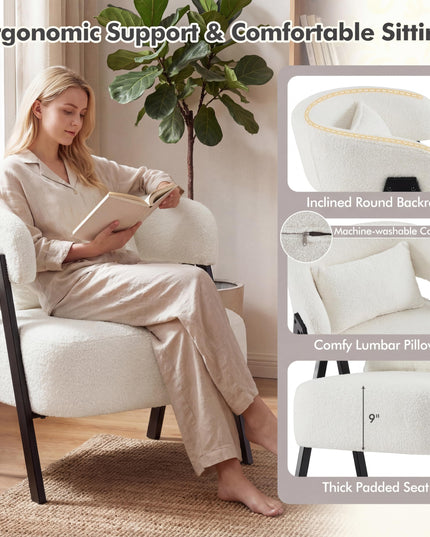 Fauteuil d'appoint en forme de tonneau Giantex avec revêtement en fausse fourrure de lapin (1/2)