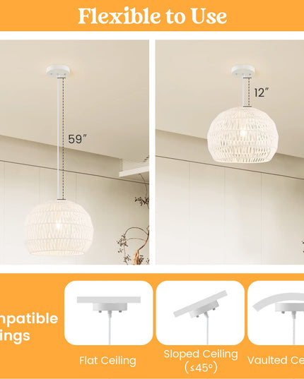 Suspension en rotin style ferme Giantex