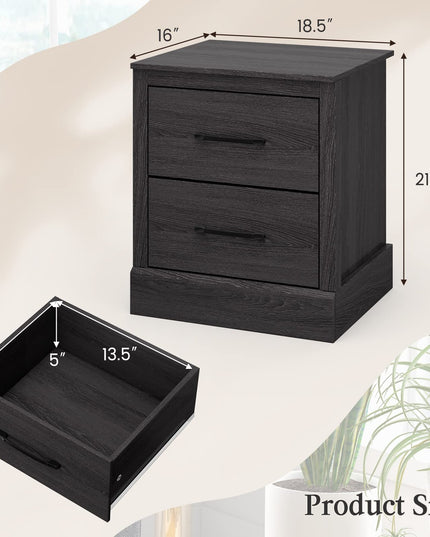 Giantex Wood Bedside Table with 2 Storage Drawers
