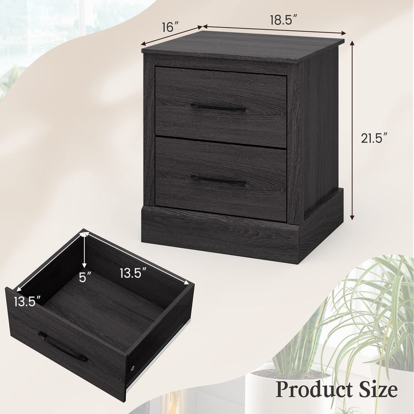 Giantex Wood Bedside Table with 2 Storage Drawers