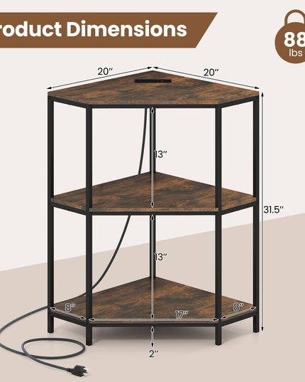 Meuble d'angle pour imprimante Giantex avec station de charge et cadre en métal