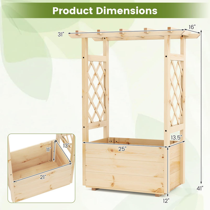 Giantex Raised Garden Bed with Sided Trellis & Hanging Roof ( 31”x16”x41” )