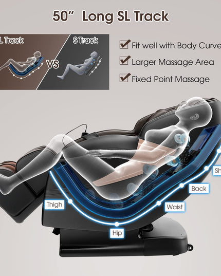 Giantex Massage Chair Full Body - Zero Gravity SL-Track Electric Massage Recliner with Voice Control, Blue-Tooth Speaker