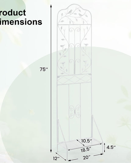 Giantex Metal Garden Trellis for Climbing Plants with Foldable Bottom Shelf (1/2)