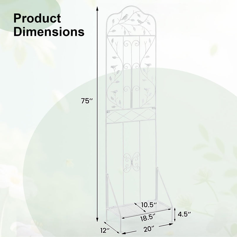 Giantex Metal Garden Trellis for Climbing Plants with Foldable Bottom Shelf (1/2)
