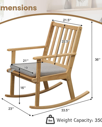 Chaise à bascule Giantex avec coussin et dossier haut à lattes
