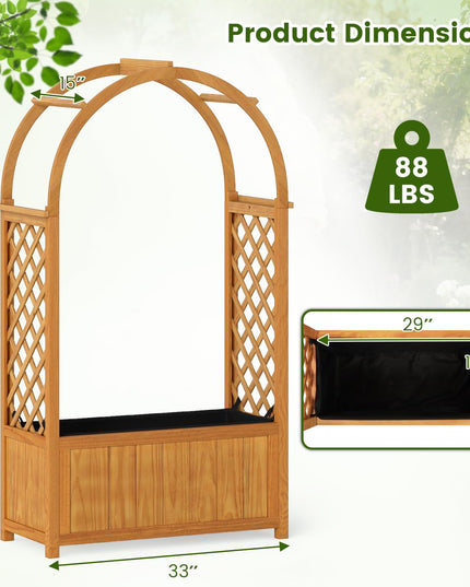 Giantex Raised Garden Bed with Arch Lattice Trellis(33"x15"x57")