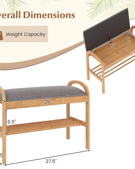 Banc porte-chaussures Giantex avec coussin rembourré pour le salon