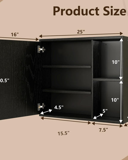 Giantex Medicine Cabinet, Bathroom Wall Cabinet with Mirror Door, 2 Adjustable Shelves, 2 Open Shelves