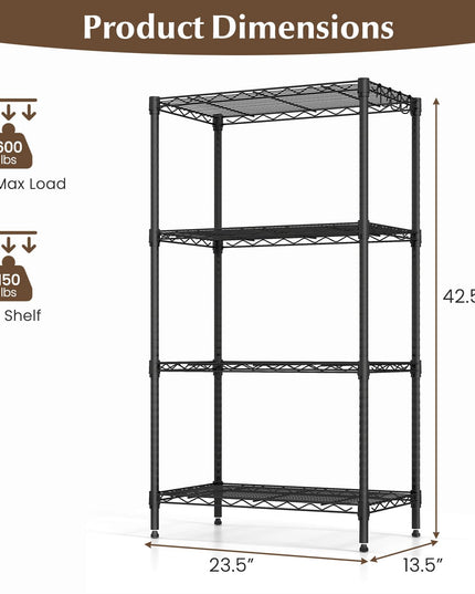 Étagères de rangement Giantex à 4 niveaux | Unité d'étagères métalliques robustes pour cuisine, garage