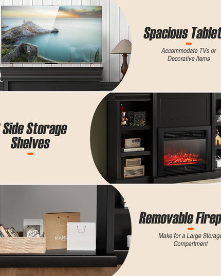Giantex Electric Fireplace TV Stand - 1500W Electric Fireplace Inserts with 3 Flame Colors