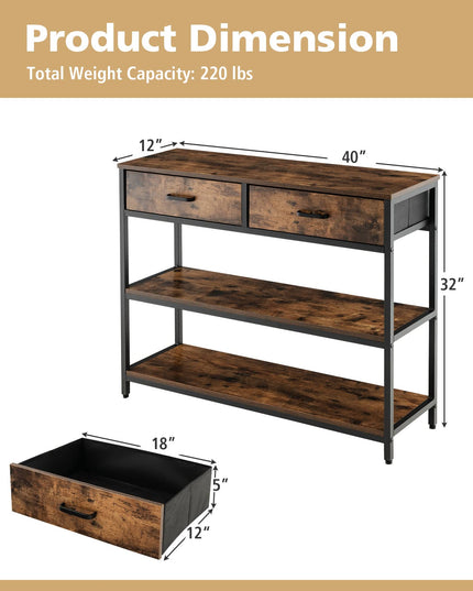 Giantex 3-Tier Entryway Table with Storage - Sofa Side Table