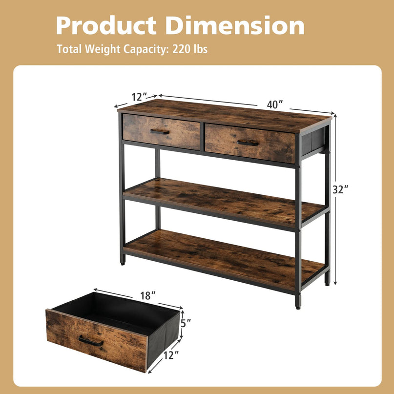 Giantex 3-Tier Entryway Table with Storage - Sofa Side Table