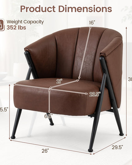 Giantex Mid Century Modern Accent Chair w/Curved Backrest & Wide Seat