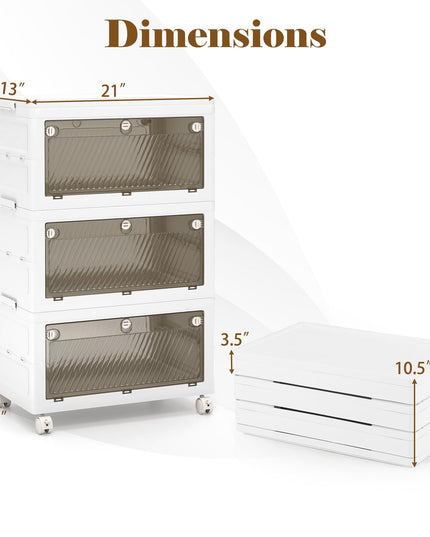 Giantex 33 Gal 3 Tier Stackable Storage Boxes with Wheels