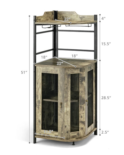 Giantex Corner Bar Cabinet with Glass Holder