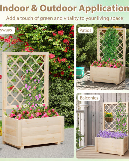 Giantex Raised Garden Bed with Trellis for Climbing Vine Flower Herb Vegetable Fruit