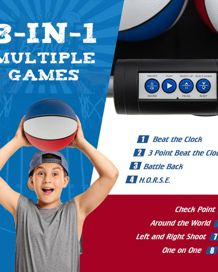 Giantex Folding Basketball Arcade Game, Dual Shot Electronic Basketball Hoop Arcade Game with 8 Game Modes