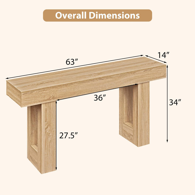 Giantex 63" Farmhouse Console Table Wooden Narrow Entryway Table