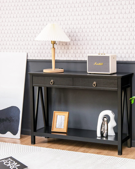 Console Table Entryway Sofa Side Table with 2 Drawers & Open Shelf