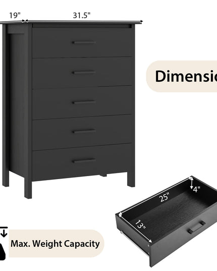 Giantex 5-Drawer Dresser for Bedroom, 41.5" Storage Cabinet with 5 Drawers