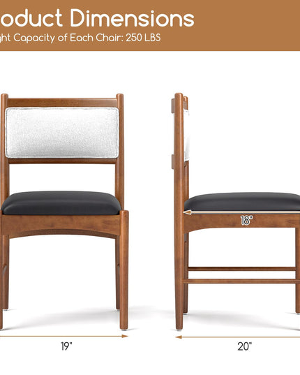 Giantex Wooden Dining Chairs, Upholstered Kitchen Chairs w/Rubber Wood Frame & Faux Leather Padded Seat