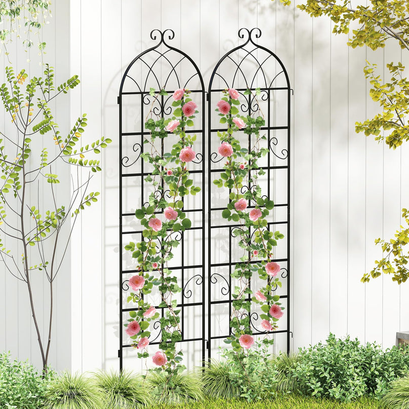 Giantex Treillis de jardin métallique de 180 cm x 50 cm pour plantes grimpantes d'extérieur (lot de 2/4)