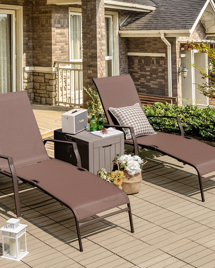 Giantex Set of 2 Outdoor Chaise Lounge Chair