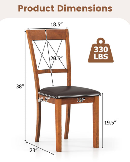 Giantex Lot de 2/4 chaises de salle à manger sans accoudoirs rembourrées en tissu avec structure en bois d'hévéa