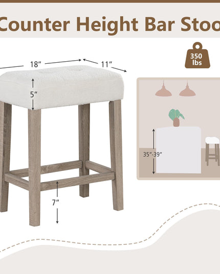 Giantex Sherpa Bar Stools, 24" Counter Height Kitchen Bar Stools with Cushioned Seat