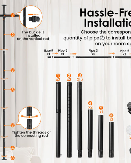 Giantex Room Divider Curtain Rod for Room Separation in Apartment