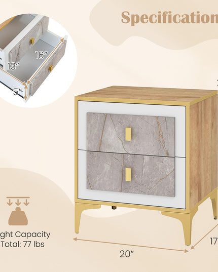 Giantex Modern Nightstand with 2 Drawers