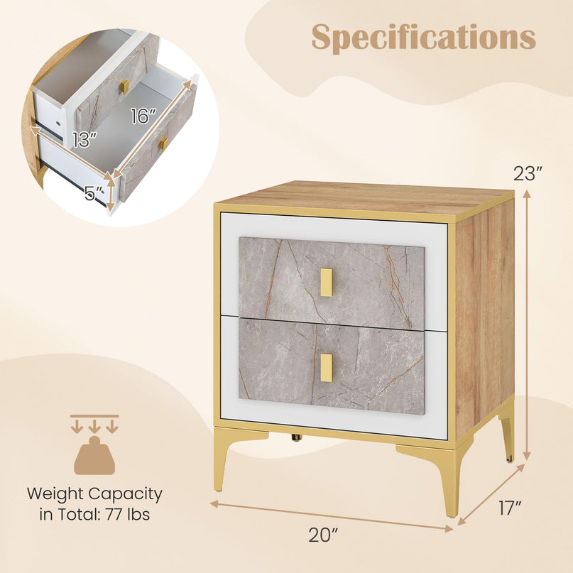 Giantex Modern Nightstand with 2 Drawers