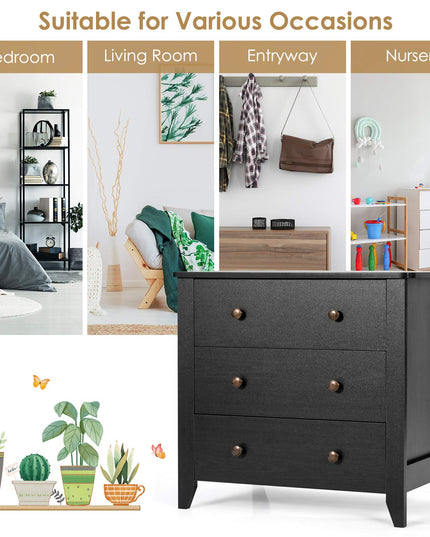Giantex Modern Simple Dresser 3-Drawers Chest with Solid Curved Legs