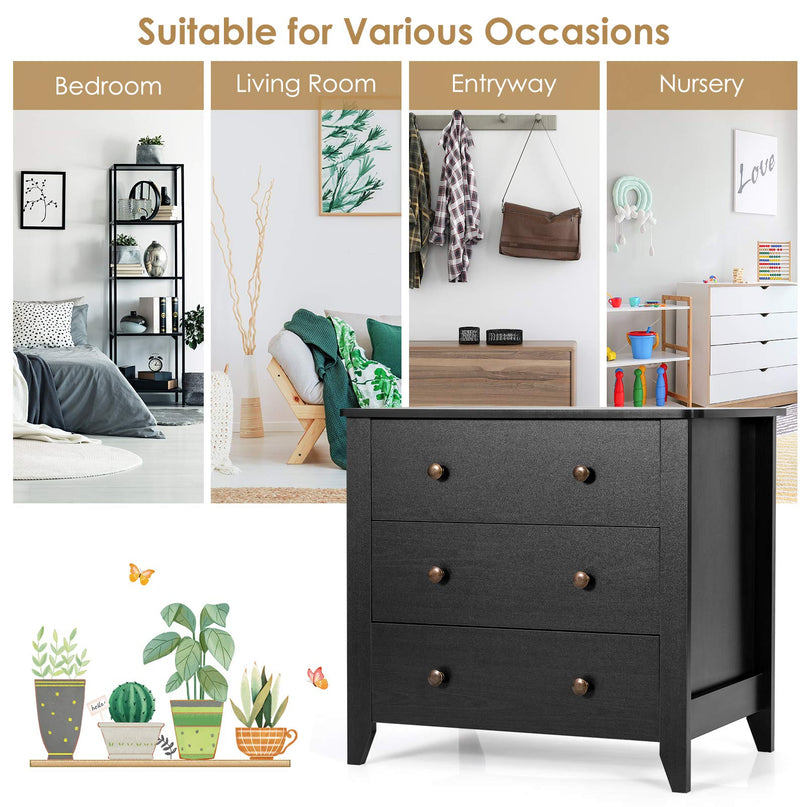 Giantex Modern Simple Dresser 3-Drawers Chest with Solid Curved Legs
