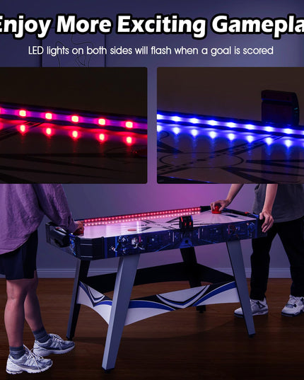 Giantex 54" Air Hockey Table - Arcade Hockey Table Gaming Set w/LED Electronic Scoring & Lights, 2 Pucks, 2 Pushers