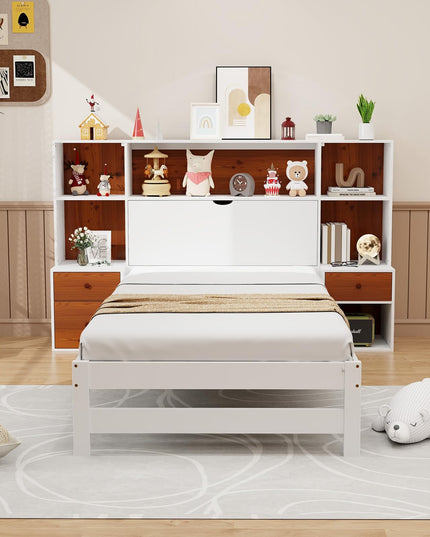 Giantex Twin Bed Frames with Headboard and Drawer
